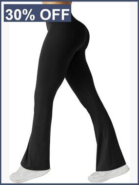 High Waisted Flare Yoga Pants Tummy Control V Waist Workout Leggings